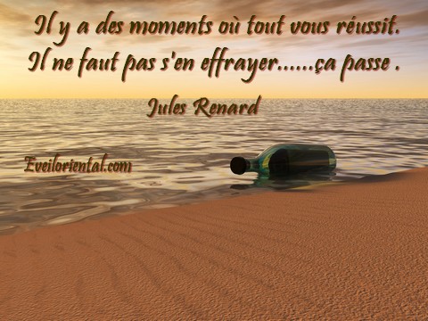 Il y a des moments où tout vous réussit ; il ne faut pas s'en effrayer, ça passe - Jules Renard -