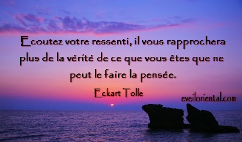 Ecoutez votre ressenti, il vous rapprochera plus de la vérité de ce que vous êtes, que ne peut le faire la pensée - Eckart Tolle -
